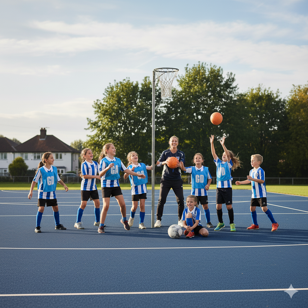 Young athletes training with a coach